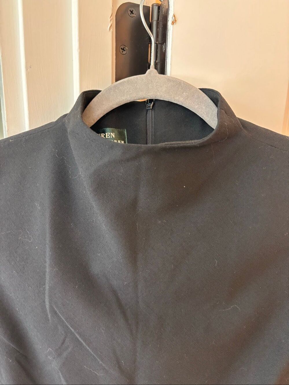 Ralph Lauren Black Wool Sleeveless Mock-Neck Midi Sheath Dress C18 Sz 8P $218 - Picture 4 of 9
